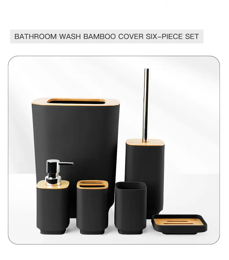 थोक बाथरूम की आपूर्ति छह-टुकड़ा वर्ग इलेक्ट्रोप्लेटिंग माउथवॉश कप दांत धारक साबुन बॉक्स बाथरूम सेट