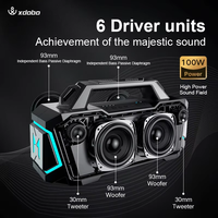 Gaya Cyberpunk Mekanik untuk Luar Ruangan, Speaker 5.3 100W, Suara Stereo Bass Berat, Portabel, Dapat Dibawa, Lampu LED RGB