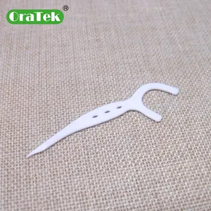 Custom Design Fancy Portable Natural Wax Ergonomic Design F-Shaped 2-IN-1 Floss Pick For Plaque Removal