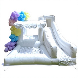 Casa de Brinco Inflable Blanca con Tobogán y Piscina de Pelotas para Fiestas al Aire Libre y Juego Comercial - Product Image 3