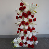 Meilleures ventes : Décoration florale artificielle semi-arche blanche et rouge pour mariage et événements, chemin de table fleuri blanc et rouge