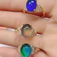 Bague d'humeur micro-infusée multi-diamants en pierre thermosensible pour femmes couleurs variables selon le corps bague à la mode