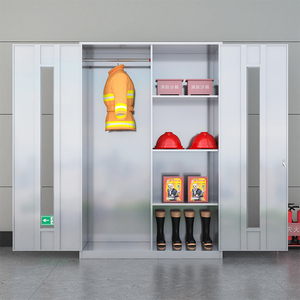 Gabinete de Acero Inoxidable para Incendios TJF-56 de 2 Puertas con Cerradura para Almacenamiento de Equipo de Emergencia en Oficinas - Product Image 1