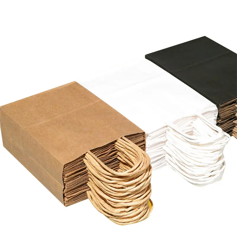 Embalagens de Papel Kraft de Compras Sacos De Presente em Massa com Alças Fornecedor