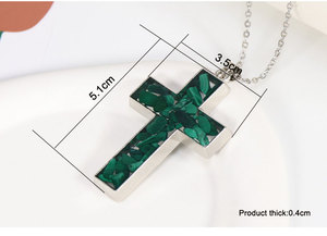 Collar con Colgante de Cruz de Resina Cristiana Católica de Moda, Collar con Cruz de Cristal de Piedra Natural para Mujer - Product Image 2