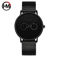 Montre HANNAH MARTIN, bracelet en cuir tendance, montre minimaliste pour homme, montre classique personnalisée, montre à quartz étanche, Relogio Masculino