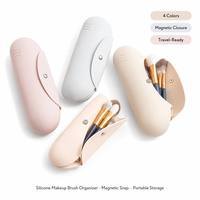 Étui à pinceaux de maquillage en silicone, idéal pour les voyages, avec logo personnalisé, vente en gros, magnétique, étanche, portable, sac de rangement pour pinceaux cosmétiques