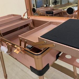 Custodia professionale per il trucco in oro rosa con custodia per treno a LED con supporto per luci portatili per la stazione di cosmetici alla moda - Product Image 5