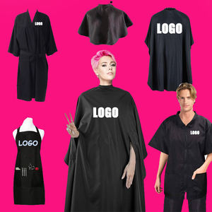 Lot de 5 <span class=keywords><strong>capes</strong></span> de coiffure imperméables personnalisées pour coiffeur, broderie d'instruments, impression de logo, <span class=keywords><strong>capes</strong></span> de barbier, tablier de barbier - Product Image 1