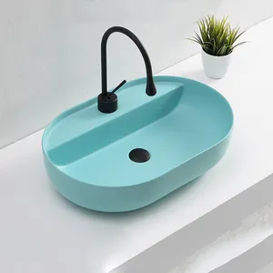 High Temperature Oval Ceramic Art Wash Basin Porcelain Lavabo Sink Above Counter Bathroom Sink