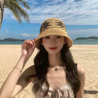 Sombrero de Pescador Tejido de Verano, Protección UV, Versátil para Vacaciones en la Playa