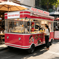 Gemotoriseerde foodtruck, zelfrijdende commerciële keuken, ingebouwde generator, geen stroomuitval