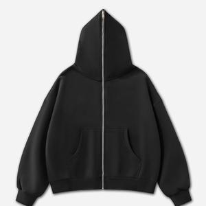 Cremallera a través de la parte superior Boxy Short Wide <span class=keywords><strong>Dark</strong></span> Hip Hop 350G Fleece Zipper Hoodie - Product Image 2