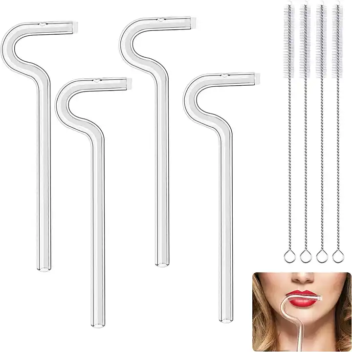 Wholesale DD1237 Set Of 3 Reusable Bent Anti Wrinkle Straws Flute Style  Design Glass Drinking Straw For Engaging Lips Horizontally From  m.