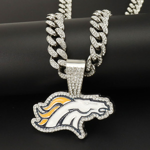 Collar con Colgante de Equipo de Fútbol Americano <span class=keywords><strong>Mustang</strong></span> Pintado, Cadena Cubana, Estilo Hip-Hop para Hombre, Gran Venta - Product Image 2