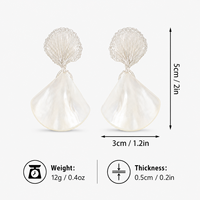 Boucles d'oreilles pendantes en coquille d'ormeau pour femmes, faites à la main, en fil de cuivre tressé, bijoux statement avec tiges en argent
