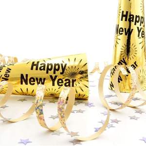 5 pièces or métallique et argent pour <span class=keywords><strong>anniversaire</strong></span> de la rentrée scolaire et décorations de fête en or Serpentine Streamers - Product Image 4