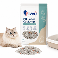 Litière pour chat en papier PH 7L, recyclée, biodégradable, jetable aux toilettes, faible teneur en poussière, avec test de pH pour l'urine