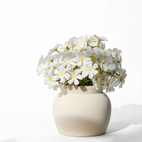 Vase à fleurs en céramique blanche, étanche, style rustique contemporain bohème, à large ouverture, petit et décoratif pour la maison, les tables de mariage et les étagères