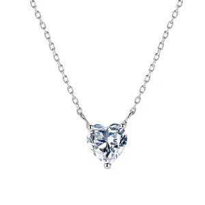 18k gold single diamond heart-shaped necklace Lab Created Diamond 1ct pendants HPHT CVD Diamond with heart cut for luxury