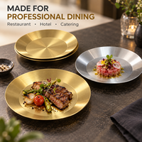 Assiette Ronde en Acier Inoxydable 304 Doré/Argenté pour Sauce, Petite Assiette à Apéritif pour Restaurant, Mariage, Fête - Vente en Gros