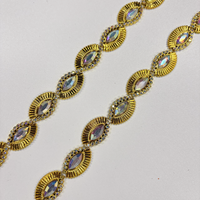 Ruban décoratif en dentelle pour vêtements, plaqué argent et or, avec strass en plastique acrylique, pour costumes de carnaval et projets DIY (vente en gros)