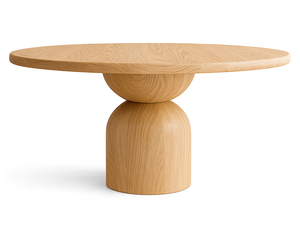 Table de salle à manger ronde en bois avec base géométrique, table de restaurant moderne en <span class=keywords><strong>chêne</strong></span> massif pour café, hôtel, banquet - Product Image 5