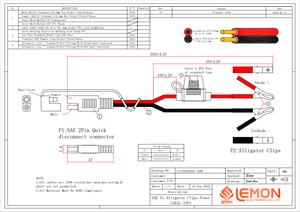 Cabo de Extensão com Conector SAE de 2 Pinos e Suporte para Fusível, Clipe de Crocodilo para Bateria 18AWG 16AWG - Product Image 5
