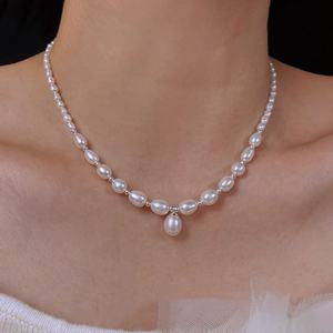 Collar de Perlas de Agua Dulce Naturales para Xiaomi, Tamaño Gradual, Plata de Ley S925, Diseño Retro, Collar de Belleza Dulce y Retro - Product Image 4