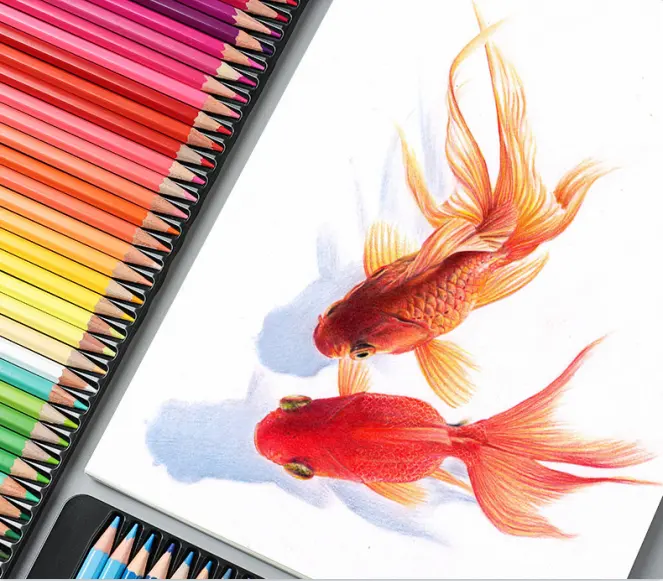 Workpro — crayons de couleur professionnels, Soluble dans l'eau, 12/24 couleurs, avec boîte en fer