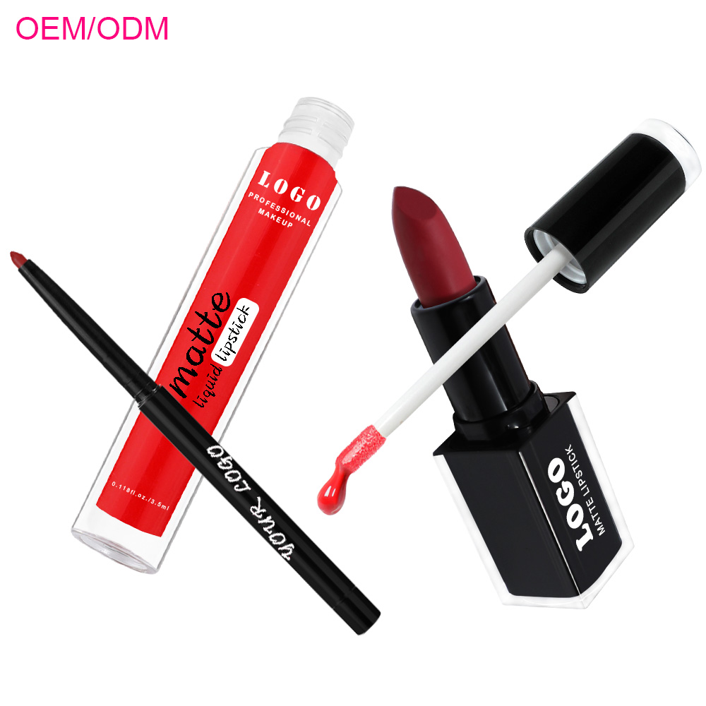 OCHAIN High Shine Moisturizing Plumping Lipstick Make-up Lips Liquid Lipstick Waterproof Long Lasting 3 in One Lip Set