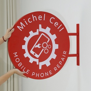 Advertising Signboard Double Sided <b>Wall</b> Mount Store Front Round Blade <b>Sign</b> for Shop Outdoor Business - Product Image 1