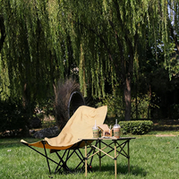 Chaise lune pliable réglable à dossier haut, siège de camping portable en tissu Oxford avec 3 positions d'inclinaison pour pique-nique