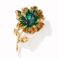 Broches en émail à fleurs 3 couleurs pour femmes, alliage, beauté, cristal, broches de banquet de mariage, idées de cadeaux pour fêtes et fiançailles
