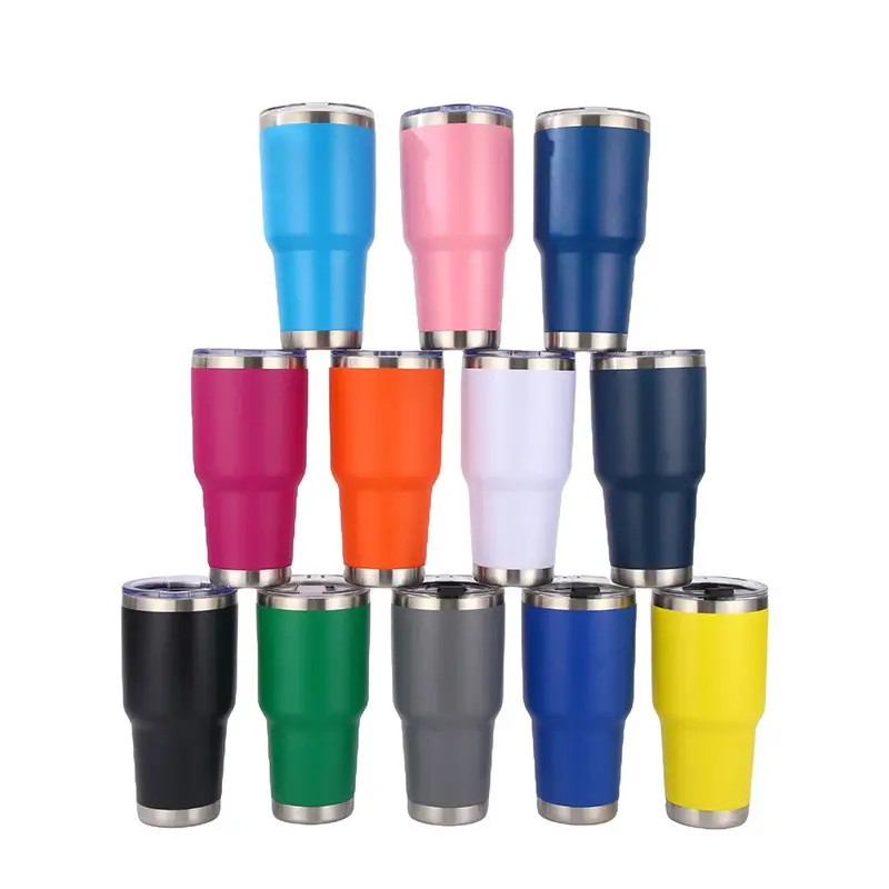 Meistverkaufter 30 Unzen Edelstahl-Reisetasse doppelwandige vakuumisolierte Becher umweltfreundlicher Deckel Großhandel einfarbiges Design