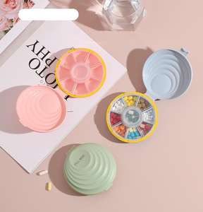 Круглая форма, портативная пластиковая коробка для лекарств, дорожная коробка с 7 отделениями, небольшая коробка для хранения таблеток, органайзер для еженедельных контейнеров - Product Image 5