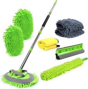 <b>Car</b> Wash <b>Mop</b> Brush Soft Bristle Brush Set <b>Car</b> Stainless Steel Splicing Rod <b>Mop</b> Cleaning Tool Brush <b>Car</b> Wash Set - Product Image 1