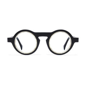 Montures de lunettes rondes en acétate, bord large de 4,5 mm, verres interchangeables, design unisexe à monture complète - Product Image 3