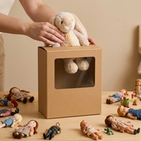 Boîte cadeau personnalisée en carton ondulé brun E-flute avec matériaux recyclés, épaisseur 2 mm, pour jouets en peluche, fenêtre PET