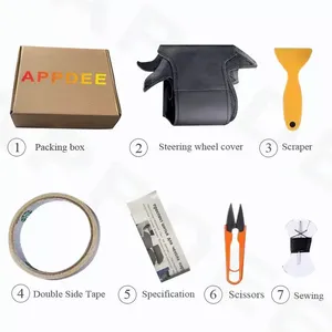 Copri volante per auto in pelle artificiale cucita a mano nera per Lada <span class=keywords><strong>Niva</strong></span> 2006-2017 2107 1997-2012 - Product Image 4