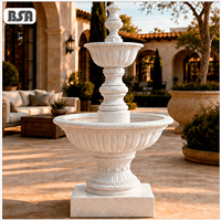 Fontaine de jardin en marbre à double couche de style européen BSA, sculptée à la main en pierre naturelle, pour villa, hôtel, cour.