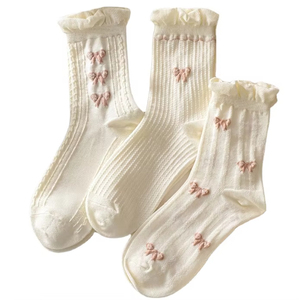 Fashion White Lace Mid-tube <b>Socks</b> – Spring Autumn Thin Cute Female Stockings Women Ankle <b>Socks</b> Custom Knit <b>Socks</b> - Product Image 1