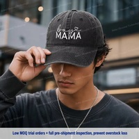Casquette de baseball streetwear personnalisée OEM ODM avec logo, en sergé de coton délavé, broderie MAMA, fabricant, faible MOQ, échantillonnage rapide, vente en gros