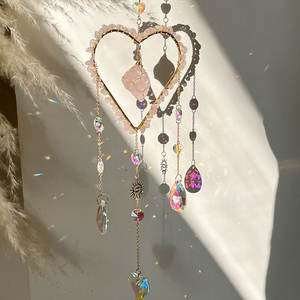 روز الكوارتز شكل قلب صائد الشمس نافذة معلقة صائد الشمس صانع قوس قزح الزجاج سحر تاج الزفاف تذكارية - Product Image 4