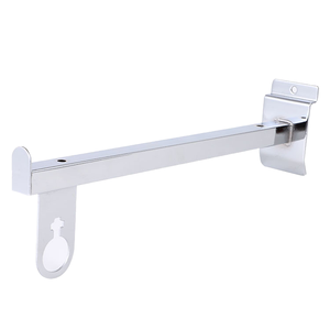 Supporto Regolabile in Acciaio Cromato Argento per Espositori a Parete, Staffa Singola 18*18mm per Tubi Quadrati e Rotondi 18*18mm - Product Image 1