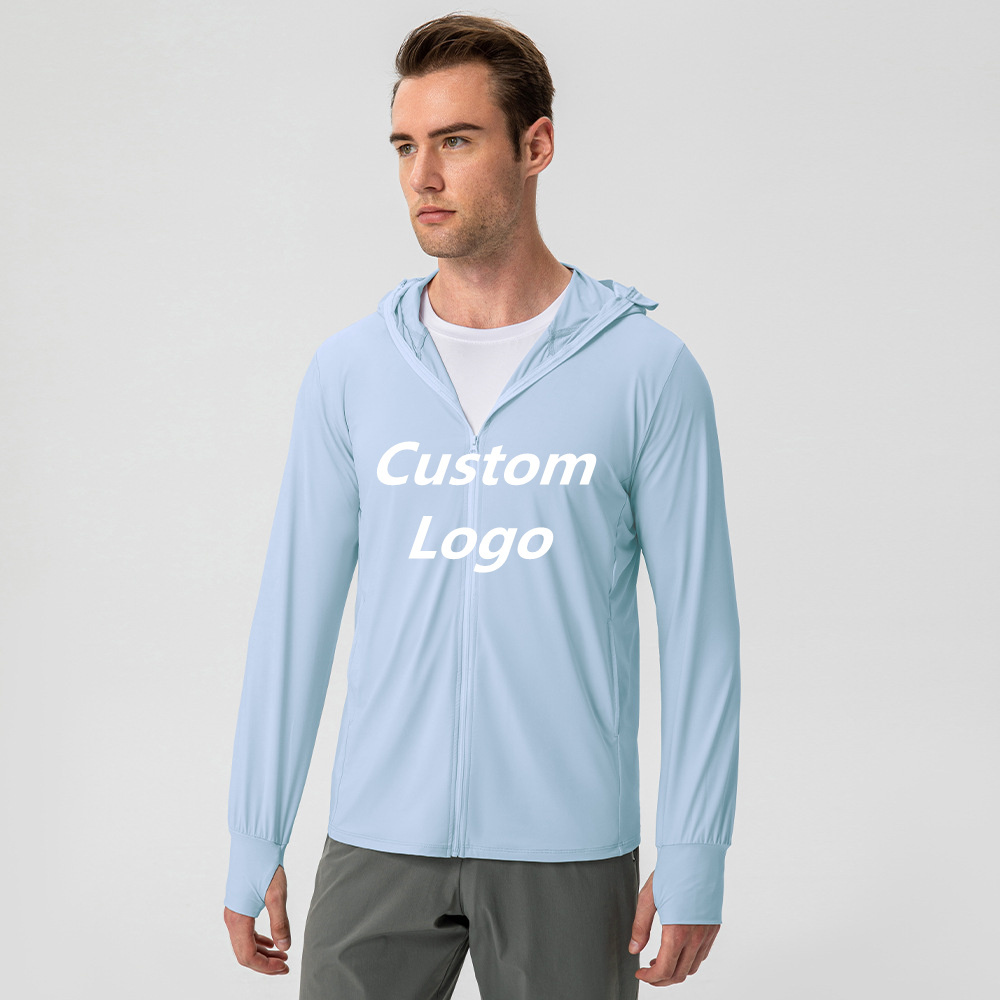 Куртка мужская Солнцезащитная на молнии, с капюшоном и застежкой-молнией