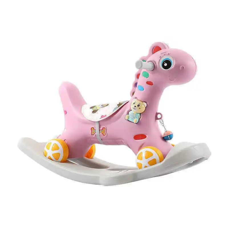 2-in-1 Detachable With Wheels Sliding Musical Kids Plastic Outdoor Playground Ride On Rocking Horse