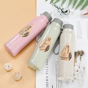 Biểu Tượng Tùy Chỉnh 350Ml Rơm Lúa Mì Chai Nước Phân Hủy Sinh Học Đôi Tường Cách Nhiệt Thể Thao Phòng Tập Thể Dục Ngoài Trời Đồ Dùng Với Dây Buộc - Product Image 3