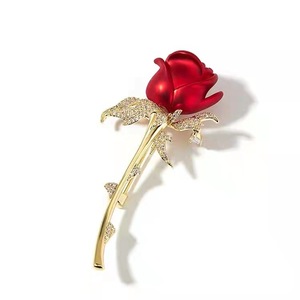 Broches et épingles pour hijab musulman, en zircon cubique étincelant de haute qualité, motif fleur rose, pour femmes, décoration de mariage - Vente chaude - Product Image 1