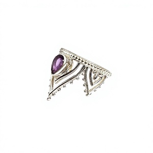 Anillo Romántico de Plata 925 con Forma de Corona, con Piedra Preciosa Natural de Labradorita Facetada en Engaste de Bisel, Hecho a Mano, para Aniversario o Compromiso - Product Image 3